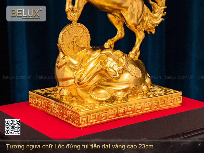 Tượng Ngựa Chữ Lộc Dát Vàng 24k